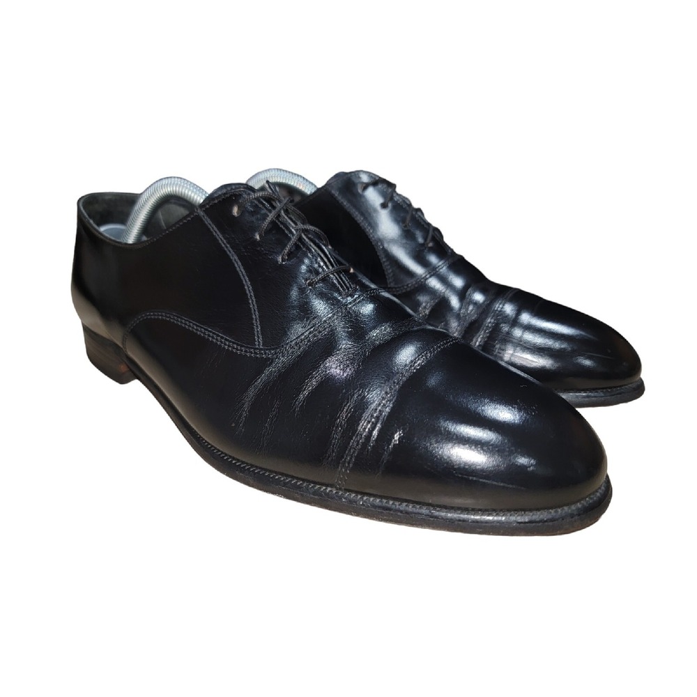 Stafford Men's Black Leather Oxford Dress Shoes Sz 10.5 D/B